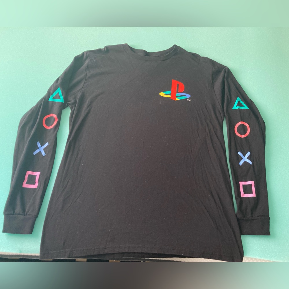 Mens PlayStation Long Sleeve T-Shirt- Black- Size L